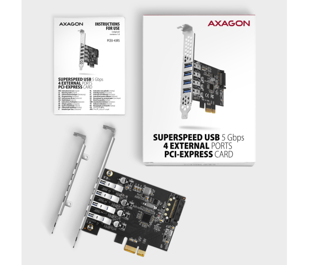Axagon PCEU-43RS PCIE KONTROLER 4X SUPERSPEED USB - 1211973 - zdjęcie 5